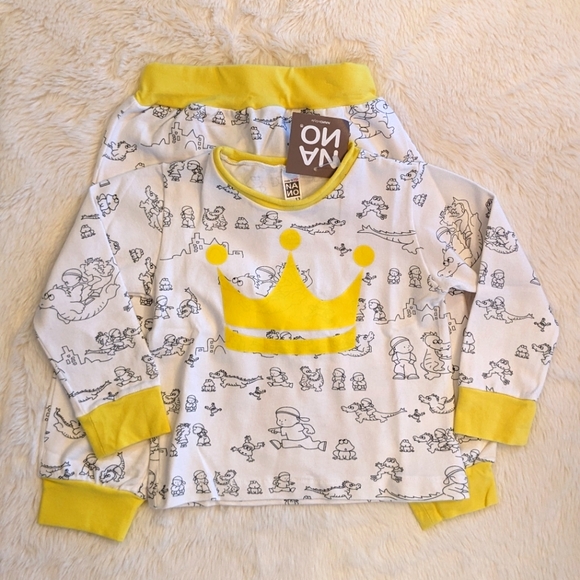 NWT NANO 2-pc Outfit Dragon Fantasy Print Yellow Trim Crown Size Unisex 12m - Picture 8 of 9